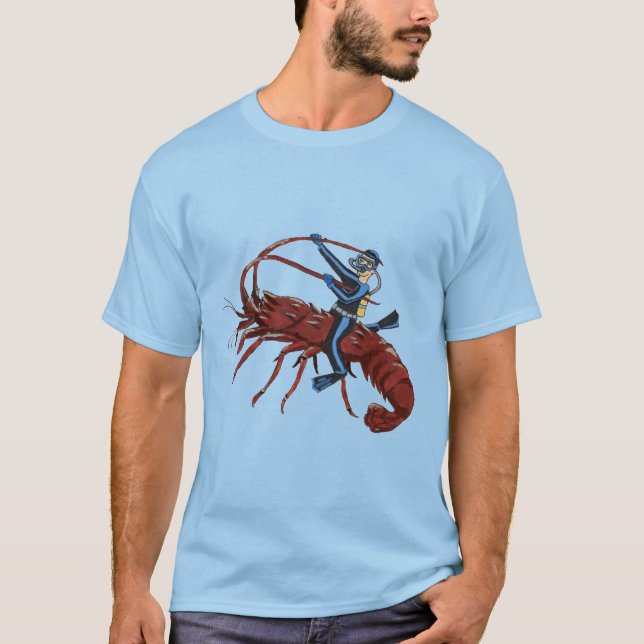 Skorg Lobster Diving med Scuba Diver T Shirt (Framsida)