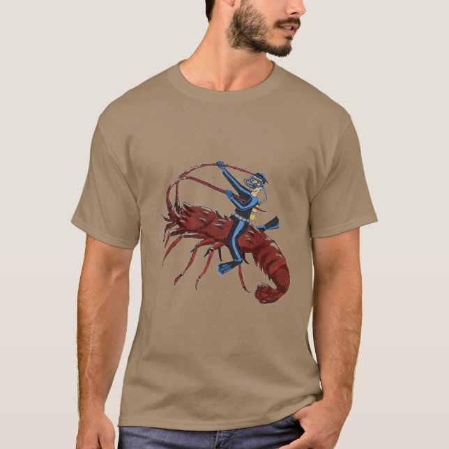 Skorg Lobster Diving med Scuba Diver T Shirt (Framsida)