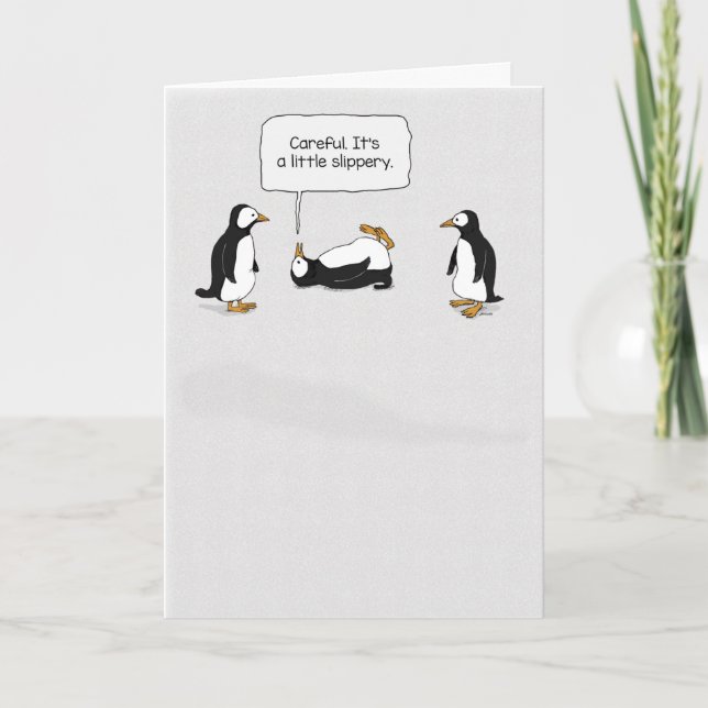 Skorpa och snygga penguin-bilder på is kommer bra kort (Framsida)