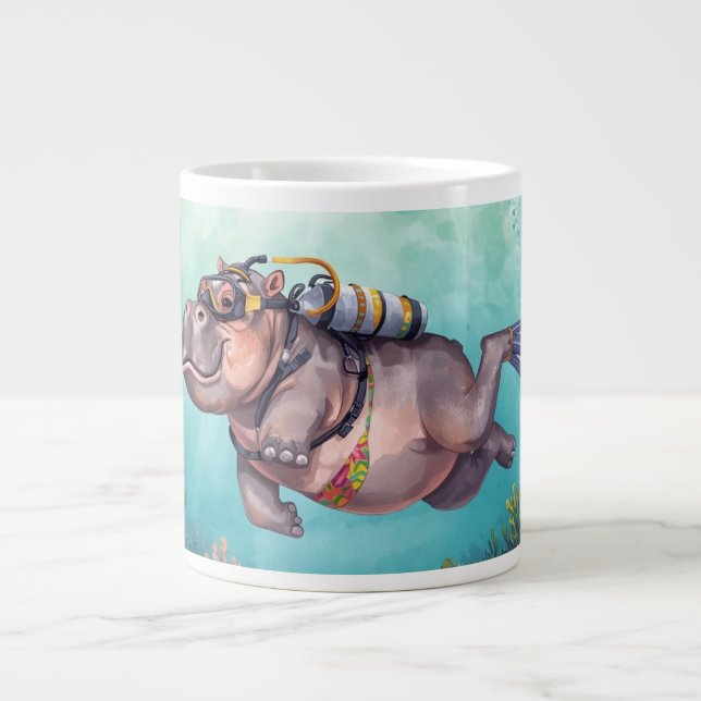 Skorpdykande flodhäst under vattnet jumbo mugg (Framsidan)