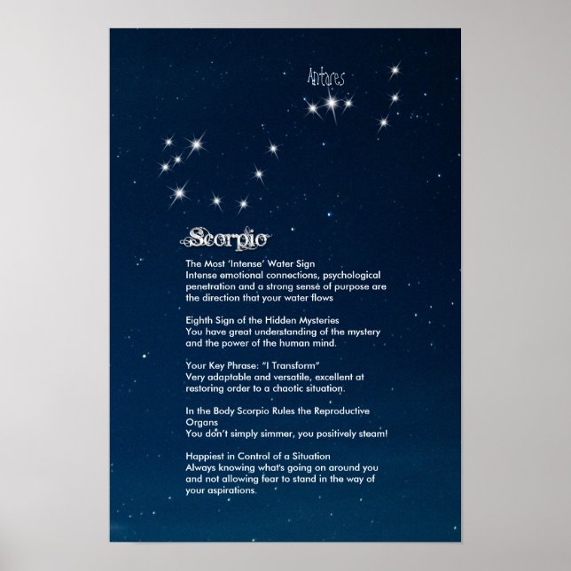 Skorpioegenskaper Poster (Framsidan)