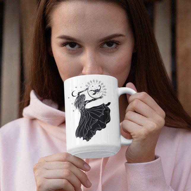 Skorpion Dansande Flicka 15oz Svart Kant Mugg (Skapare uppladdad)