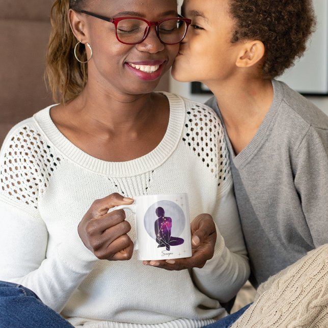 Skorpion Feminint Lila Guld Stjärntecken Design Kaffemugg (Skapare uppladdad)