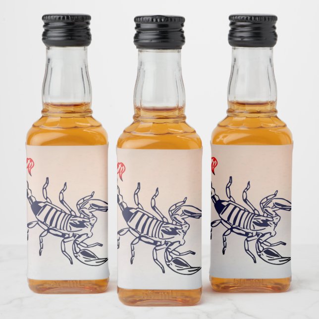 Skorpion mit rotem Stachel Spritflaskor Etikett (Flaskor)