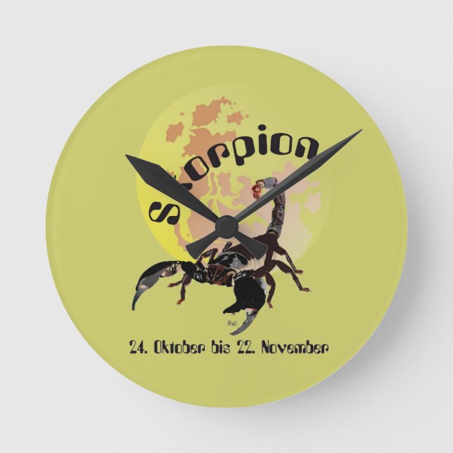 Skorpion - Sternzeichen Uhr Rund Klocka (Framsida)