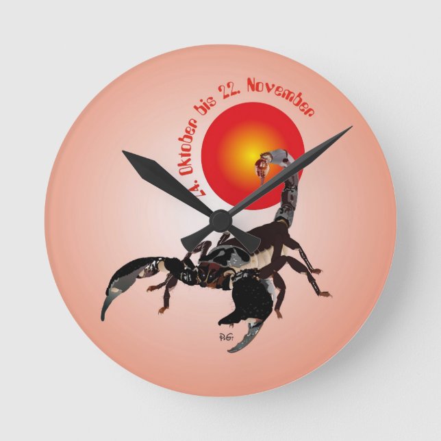 Skorpion - Sternzeichen Uhr Rund Klocka (Framsida)