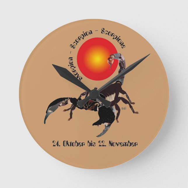 Skorpion - Sternzeichen Uhr Rund Klocka (Framsida)