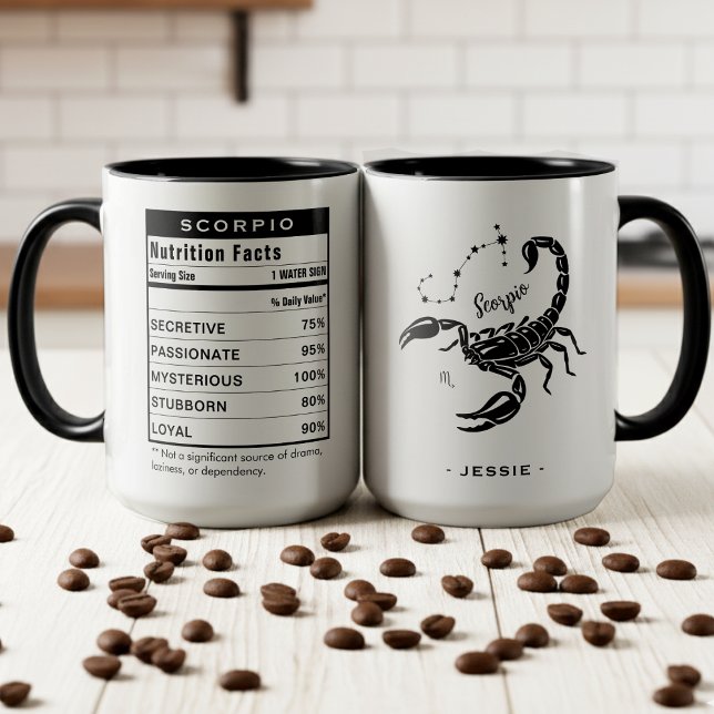 Skorpion Stjärntecken Astrologi Näringsfakta Mugg (Scorpio Zodiac Sign Astrology Nutrition Facts Mug)