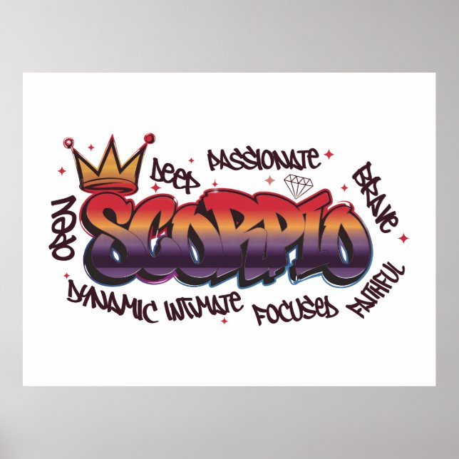 Skorpion stjärntecken graffiti poster (Framsidan)