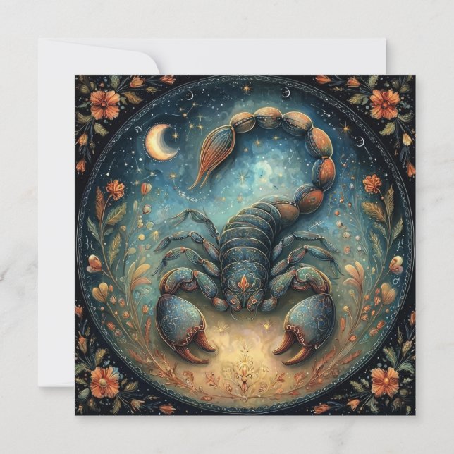Skorpion Zodiak Astrologi Tecken Celestial Födelse Kort (Framsida)