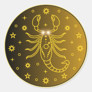 Skorpion Zodiak Emblem Minimalt Celest Symbol Runt Klistermärke