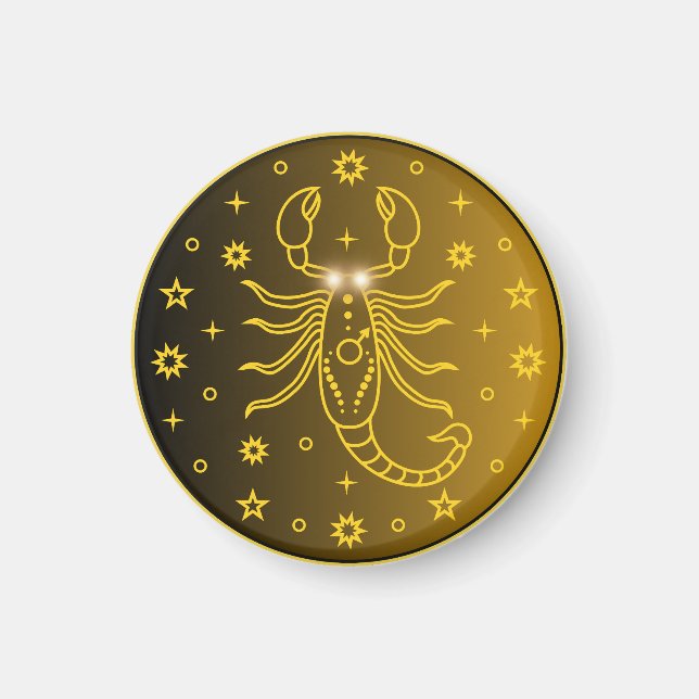 Skorpion Zodiak Emblem | Minimalt Celestialt Symbo Magnet (Framsidan)