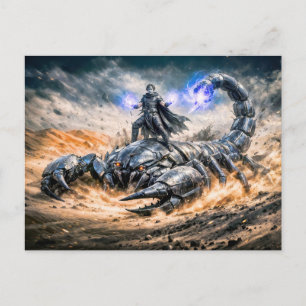 Skorpion Zodiak med Krigare och Gigantisk Mekanisk Vykort