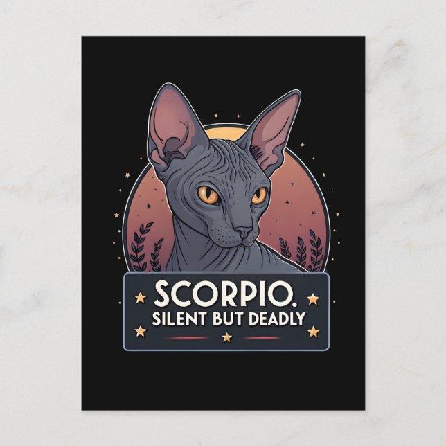 Skorpion Zodiak Sfynx Katt Tyst Dödlig Konst Vykort (Framsida)