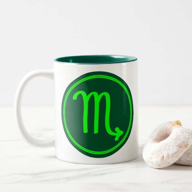 Skorpion Zodiakssymbol Grön Kontrast Två-Tonad Mugg (Med munk)