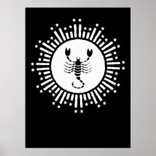 Skorpion Zodiakssymbol med strålande stjärnexplosi Poster