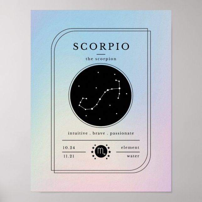 Skorpion Zodiakus Diagram Gradient Pasteller Poster (Framsidan)