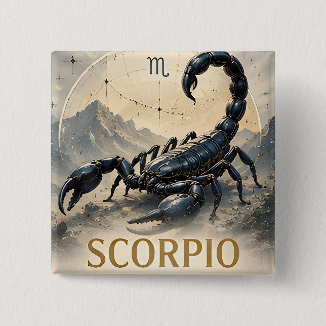 Skorpion Zodiakus Stjärntecken Födelsedagspresent  Knapp (Framsida)