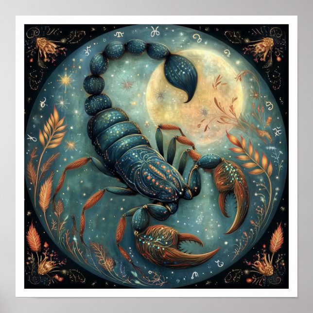 Skorpion Zodiakusstjärntecken Astrologi Celestial Poster (Framsidan)