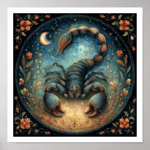 Skorpion Zodiakusstjärntecken Astrologi Celestial Poster