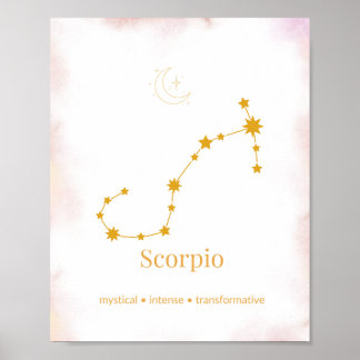 Skorpionen Guld Zodiak Väggkonst – Celestial Stjär