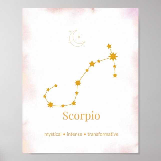 Skorpionen Guld Zodiak Väggkonst – Celestial Stjär (Framsidan)