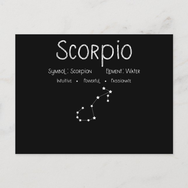 Skorpionen Horoskop Astrologi Stjärntecken Födelse Vykort (Framsida)