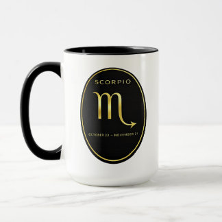 Skorpionen Zodiak Guld Oval Emblem Mugg | Lyx Astr