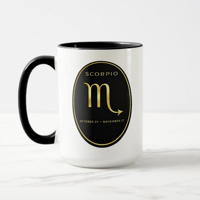 Skorpionen Zodiak Guld Oval Emblem Mugg | Lyx Astr (Vänster)