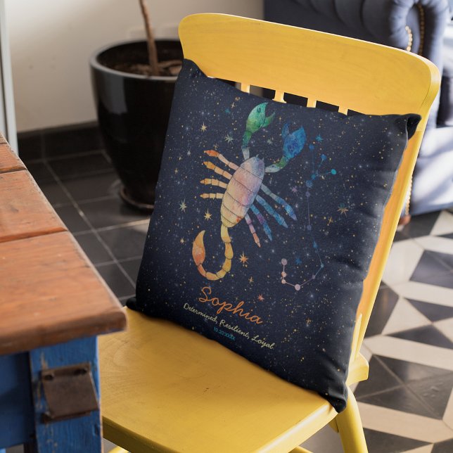 Skorpionens stjärnbild Zodiak Vattenfärg Galax Kudde (Skapare uppladdad)