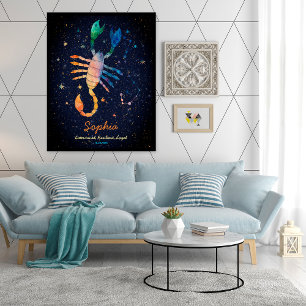 Skorpionens stjärnbild Zodiak Vattenfärg Galax Poster