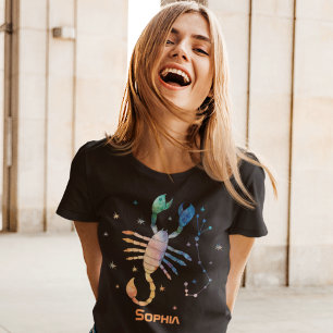 Skorpionens stjärnbild Zodiak Vattenfärg Galax T Shirt