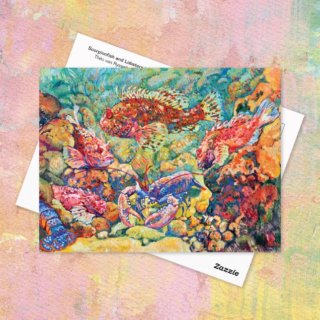 Skorpionsfiskar Hummer Akvarium Théo Rysselberghe Vykort (Skapare uppladdad)