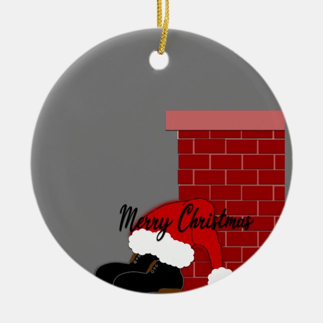 skorsten av julskor julgransprydnad keramik (Framsidan)