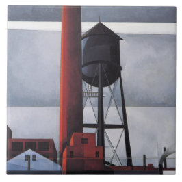 Skorsten och Vatten Torn (av Charles Demuth) Kakelplatta
