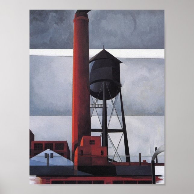 Skorsten och vattentorn (av Charles Demuth) Poster (Framsidan)