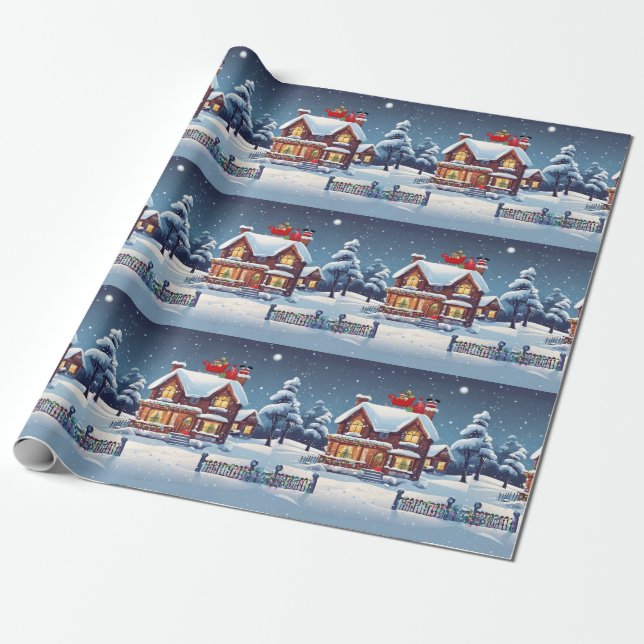 Skorsten Santa Wrapping Papper Presentpapper (Utrullad)