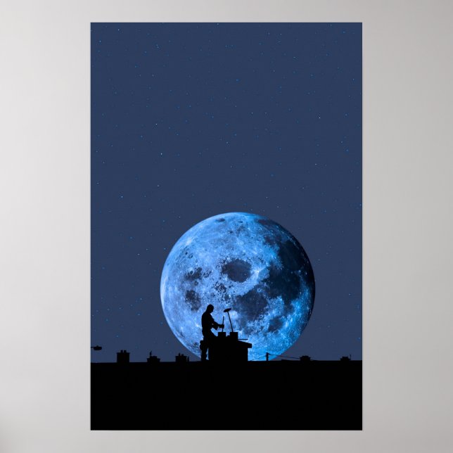 skorsten svepsilhouette på taket mot fack poster (Framsidan)