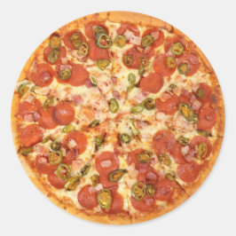 Skorv och Grönt Olife Cheese Pizza Stickers Runt Klistermärke