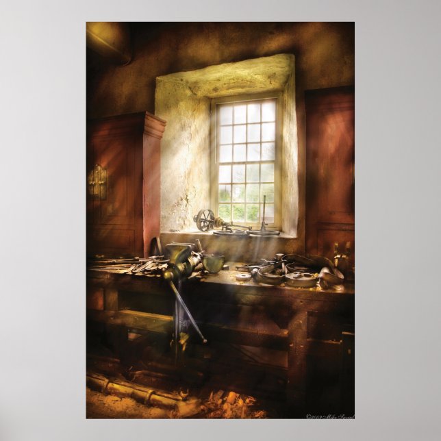 Skotarbetare - många gamla verktyg poster (Framsidan)