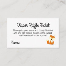 Skotland Fox Babyskor Diaper Raffle Biljett