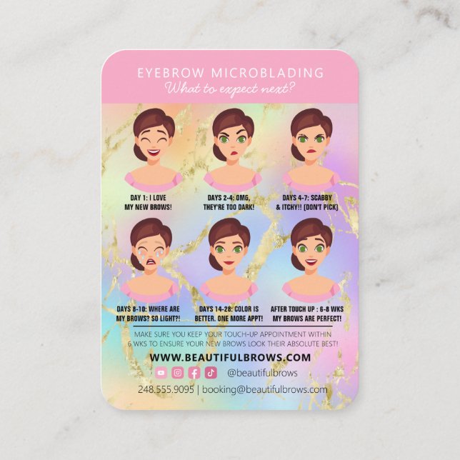 Skötsel och appning av radbrytningsinstruktioner visitkort (Baksida)