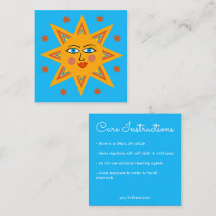 Skötselinstruktioner Sparkling Sol Cute Charming Fyrkantigt Visitkort