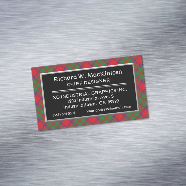 Skotsk accent Clan MacKintosh Tartan Magnetiska Visitkort (In Situ)