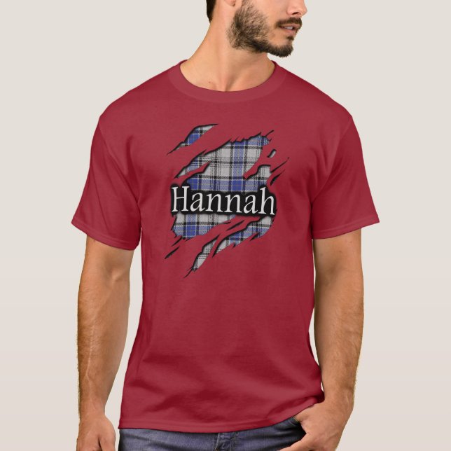 Skotsk ande för klanHannay Hannah Tartan Tee Shirt (Framsida)