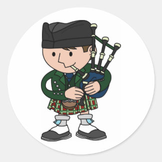 Skotsk bagpiper som spelar säckpipor runt klistermärke