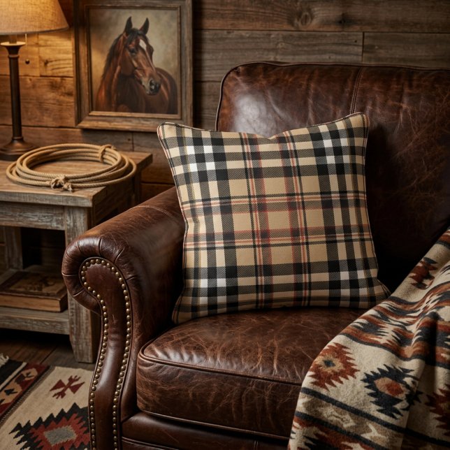Skotsk Brun Plaid  Kudde (Skapare uppladdad)