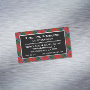 Skotsk brytningklanMacNaughton MacNachtan Tartan Magnetiska Visitkort