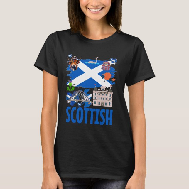 Skotsk flaggidé för barn & skotsk flagg högland t shirt (Framsida)