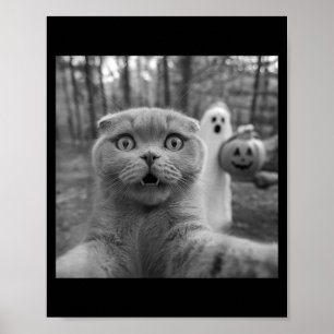 Skotsk fold katts selfie spöke trick or treater poster